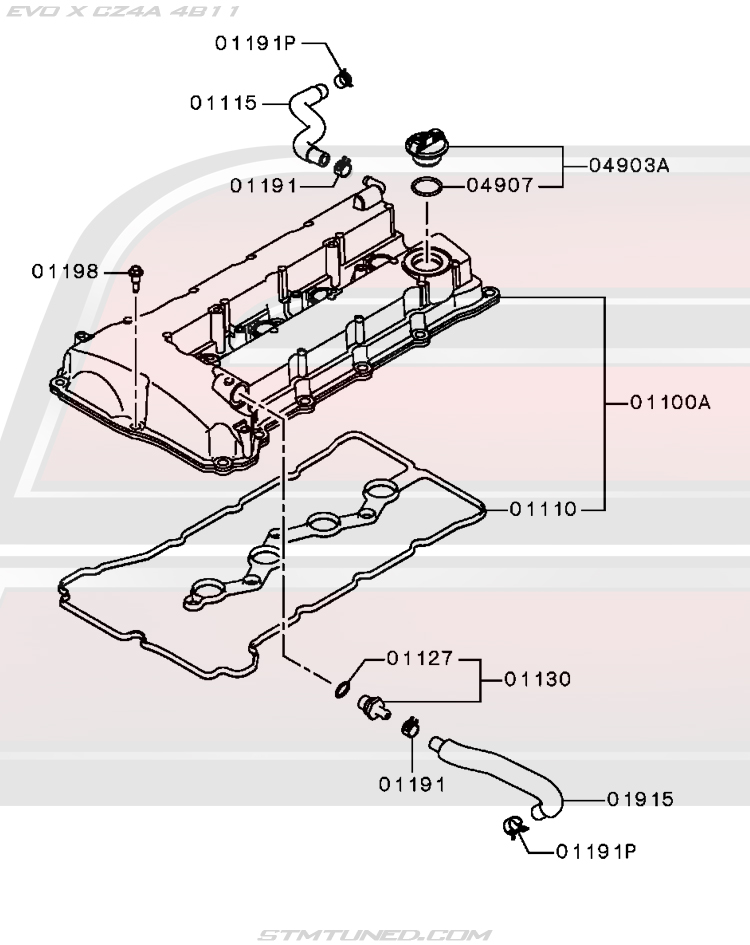 11-110 Diagram OEM Mitsubishi Evolution X Valve Cover